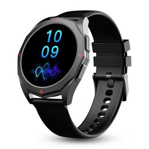 watch Pebble Rio 1.39" HD Display | Unique Polygonal Bezel Less Design | Premium Metal Build Smart Watch for Men | BT Calling, DIY Watch Faces (Jet Black)